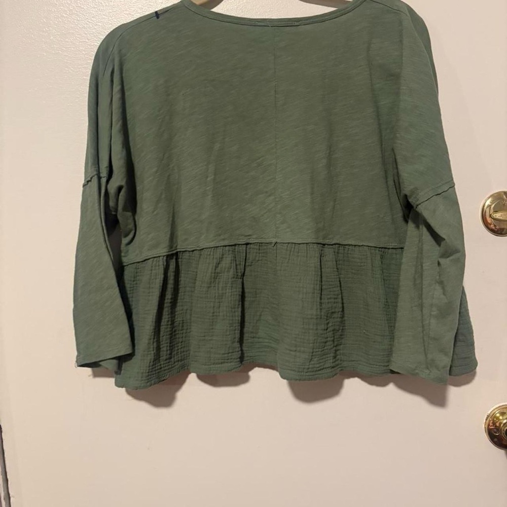 Granola girl boho‎ loose fit cute green 100% Cotton comfy top small - Picture 6 of 8